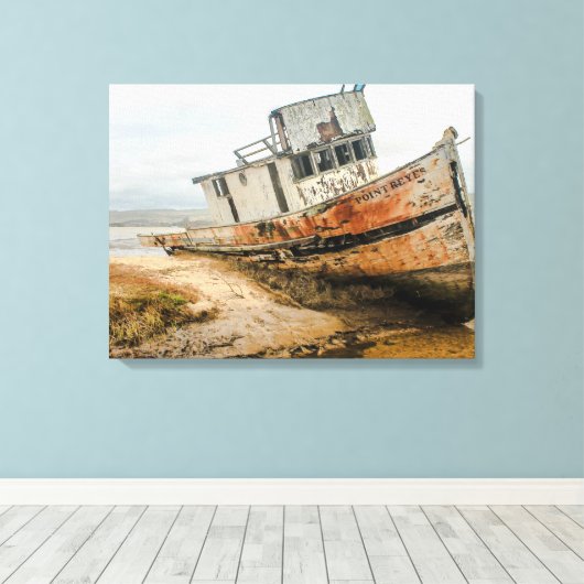 Schiffswrack Berühmtes Bootsstecker in Point Reyes Leinwanddruck (Insitu (Holzboden))