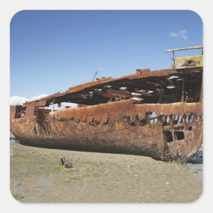Schiffswrack Janie Seddon, Motueka, Nelson Quadratischer Aufkleber