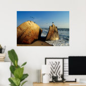 Schiffswrack On Beach, Skelettküste, Namibia Poster (Heimbüro)