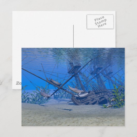 Schiffswrack Postkarte (Vorne/Hinten)