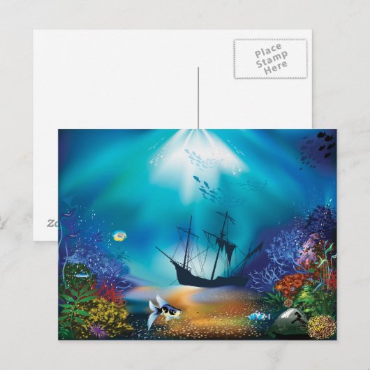 Schiffswrack Postkarte (Vorne/Hinten)