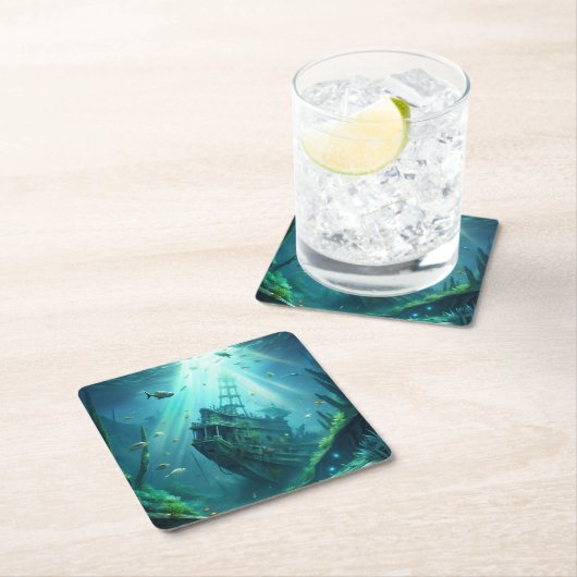 Schiffswrack Rechteckiger Pappuntersetzer (Vor Ort)