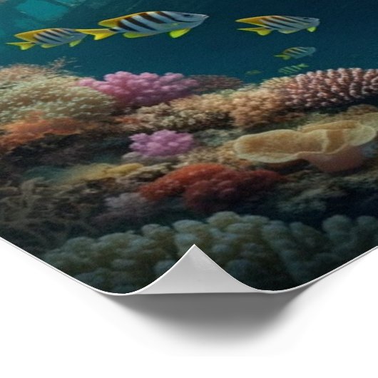 Schiffswrack und farbenfroher Fisch Poster (Ecke)