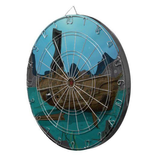Schiffswrack unter Wasser Dartscheibe (Vorderseite rechts)