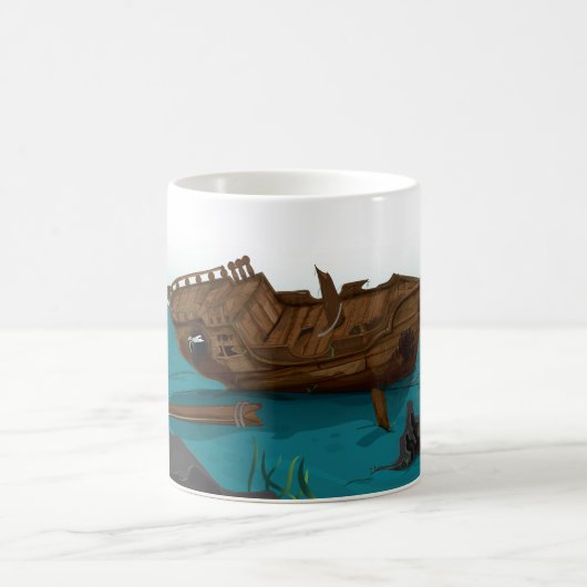 Schiffswrack unter Wasser Kaffeetasse (Mittel)