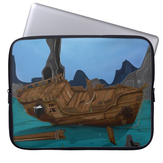 Schiffswrack unter Wasser Laptopschutzhülle (Vorderseite)