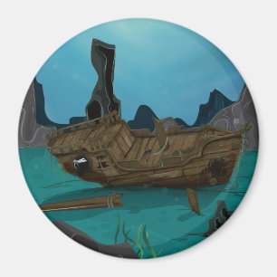 Schiffswrack unter Wasser Magnet