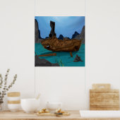 Schiffswrack unter Wasser Poster (Küche)