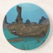 Schiffswrack unter Wasser Sandstein Untersetzer (Vorne)