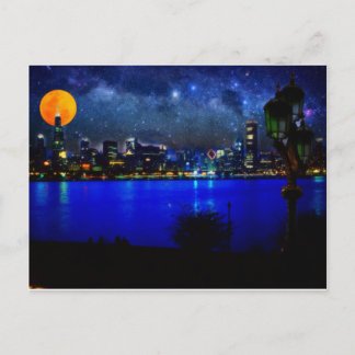 Schikago bei Vollmond 3 Postkarte