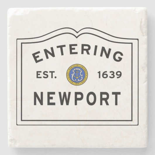 Schild am Eingang von Newport Steinuntersetzer (Vorderseite)