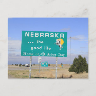 Schild an der Grenze des Bundesstaates Nebraska Postkarte