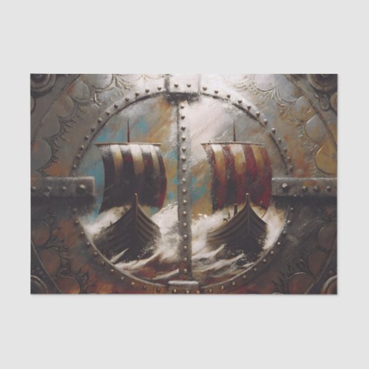 Schild-Ansicht-Wikingschiffe Seidenpapier (Vorderseite)