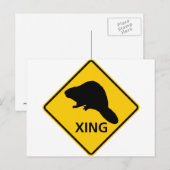 Schild "Beaver Crossing Highway" Postkarte (Vorne/Hinten)