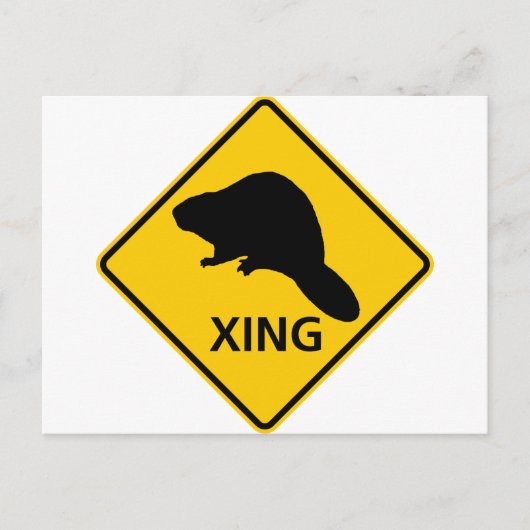 Schild "Beaver Crossing Highway" Postkarte (Vorderseite)
