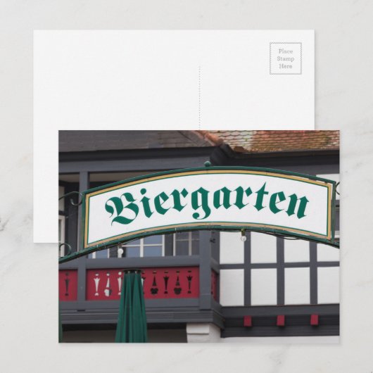 Schild Biergarten, Deutschland Postkarte (Vorne/Hinten)