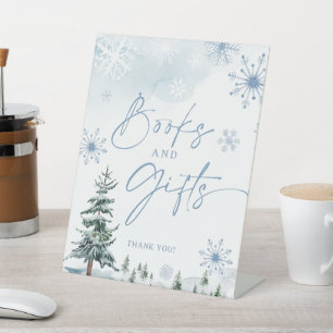 Schild "Bücher und Geschenke", Baby-Dusche im Wint