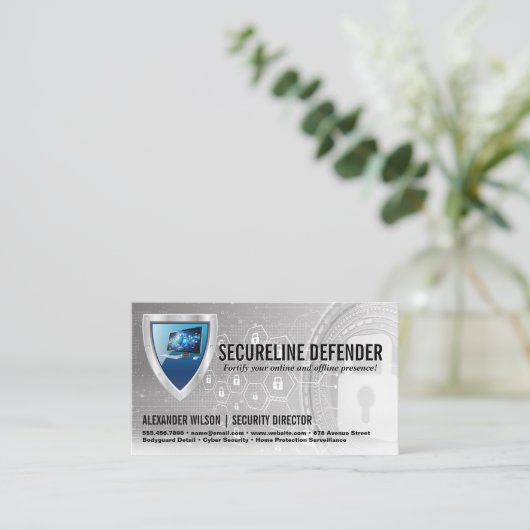 Schild-Computerlogo | Cyber-Tech-Hintergrund Visitenkarte (Stehend Vorderseite)