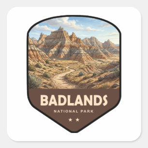 Schild des Badlands-Nationalparks Quadratischer Aufkleber