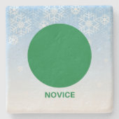 Schild des grünen Kreislaufs des Novice Skier Steinuntersetzer (Vorderseite)