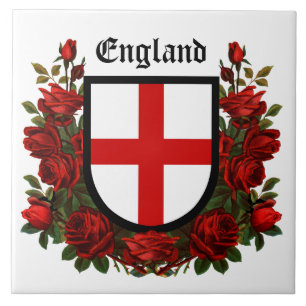 Schild des Heiligen Georg umgeben von roten Rosen Fliese
