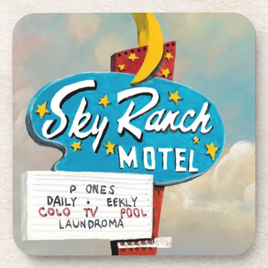 Schild des Sky Ranch Motels Getränkeuntersetzer (Vorderseite)