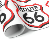 Schild des Weg-66 mit Rot u. Schatten Geschenkpapier (Rolleneckpunkt)