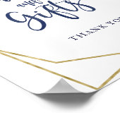 Schild für blaue Gold-Blumenkarten und Geschenke (Ecke)