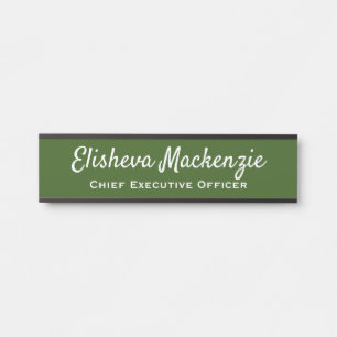 Schild für Bürotür Namensschild - Olivgrün