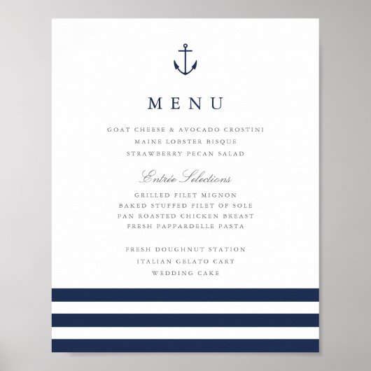 Schild für das Nautic Anchor Wedding Menu (Vorne)