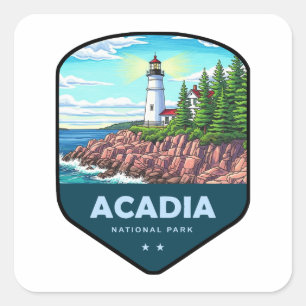 Schild für den Acadia National Park Quadratischer Aufkleber