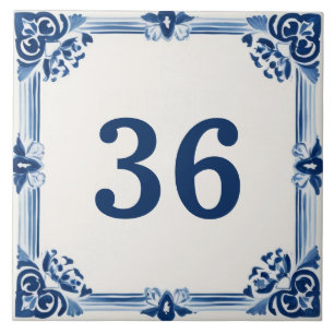 Schild für die Blauer und Weiß-Delft-Hausnummer Fliese