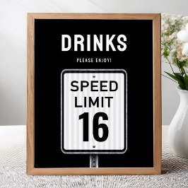 Schild für die Getränkecke zum 16. Geburtstag Gesc