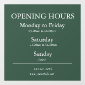 Schild für die Öffnungszeiten von umweltfreundlich (Blatt)