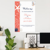 Schild für Hochzeiten von Korallen und Navy Blue B (Heimbüro)