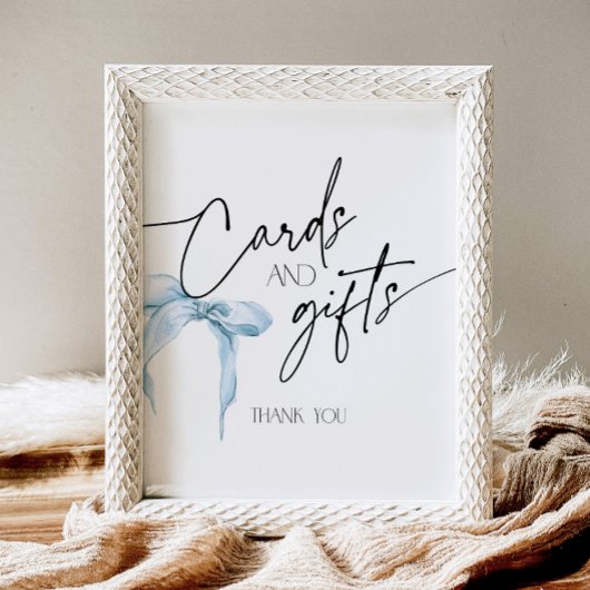 Schild für Karten und Geschenke mit staubblauer Sc