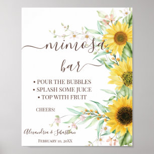Schild für Sonnenblumen-Grün-Mimosa-Bar-Brautparty