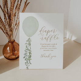 Schild Green Balloon Baby Dusche Windeln Raffle Sc