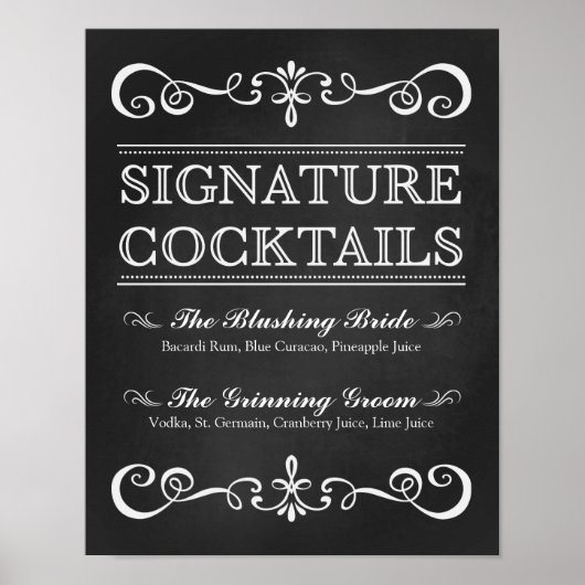Schild Hochzeit - Signature Cocktail Chalkboard Ze (Vorne)