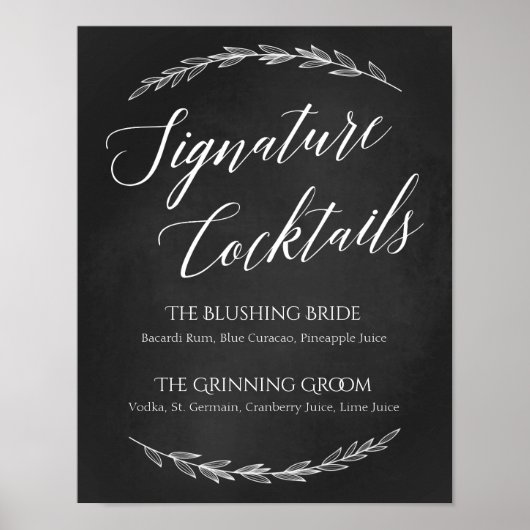 Schild Hochzeit - Signature Cocktail Chalkboard Ze (Vorne)