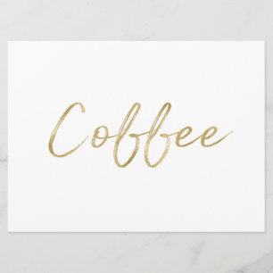 "Schild" Kaffee Stylish Gold Handlettering Einladung
