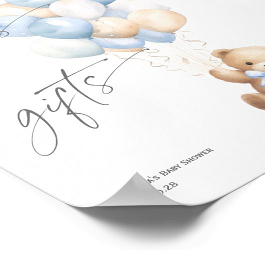 Schild Karten und Geschenke, blau Bearly wait Them (Ecke)