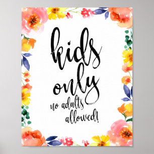Schild 'Kinder-Tisch Floral Watercolor' 8x10 für H