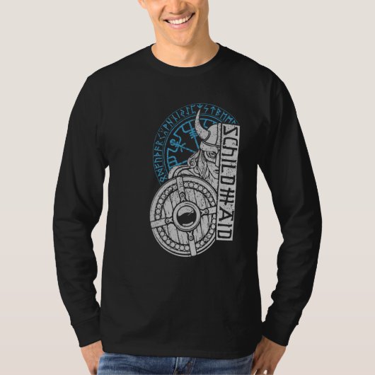 Schild Maiden Warrior Valhalla Norse Compass Vikin T-Shirt (Vorderseite)