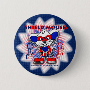 SCHILD-MAUS glücklich am 4. Juli. 2015 (Blau-) Button