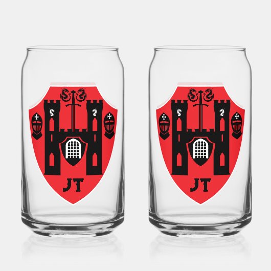 Schild mit anpassbaren Rittern Dosenglas (Rückseite)