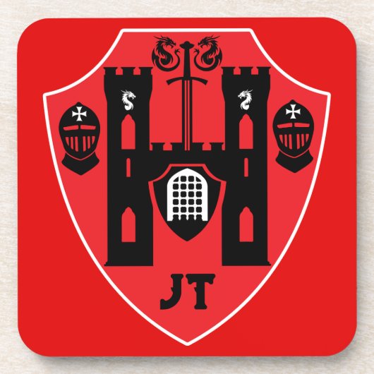 Schild mit anpassbaren Rittern Getränkeuntersetzer (Vorderseite)
