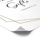 Schild mit blauen Blumenkarten und Geschenken (Ecke)