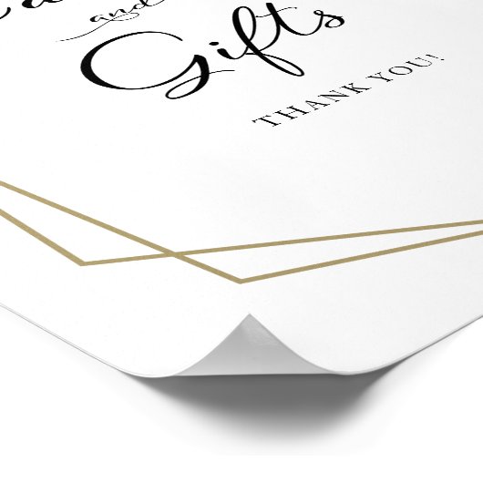 Schild mit blauen Blumenkarten und Geschenken (Ecke)