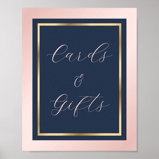 Schild mit Blue Blush und Gold Cards und Geschenkg (Vorne)